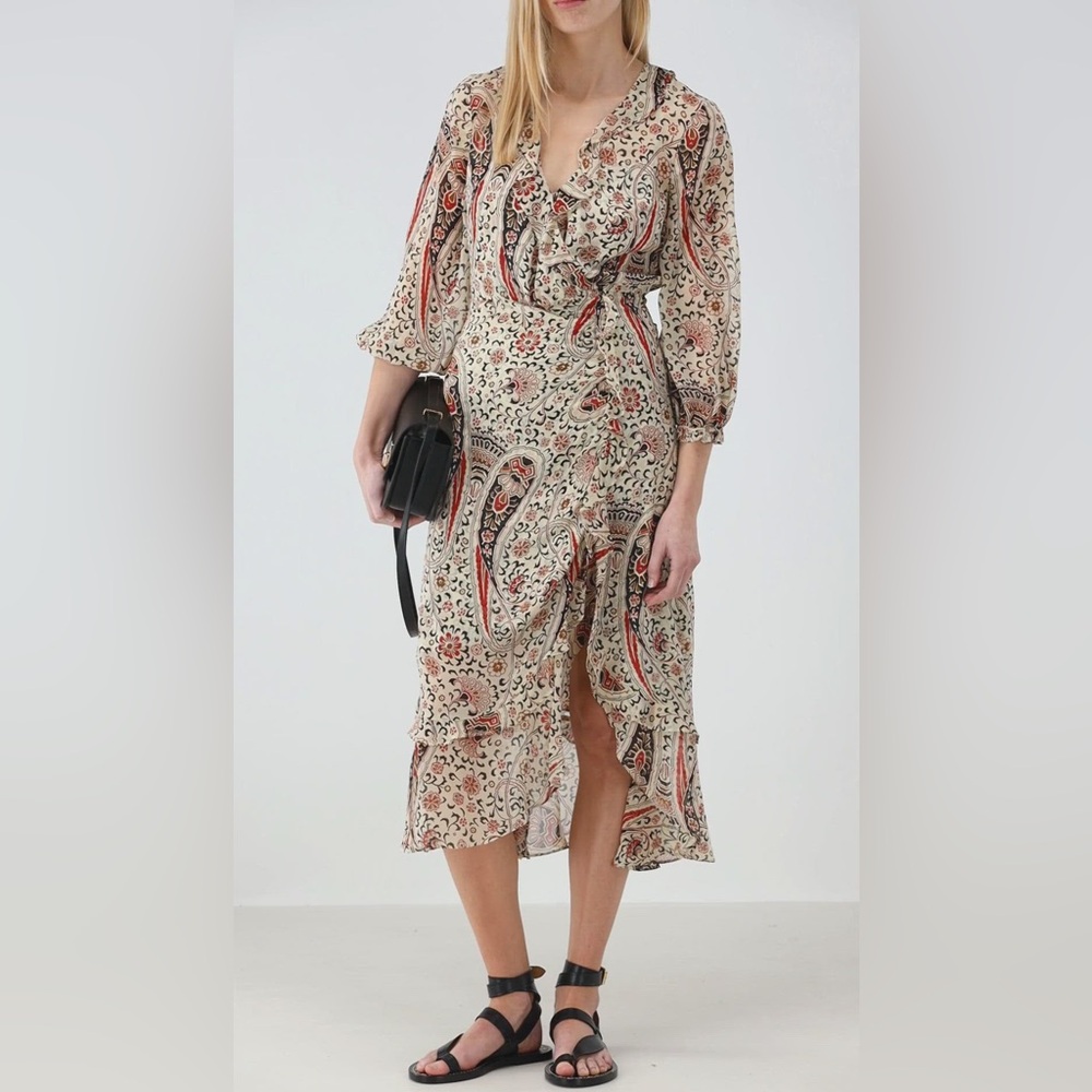 NWT $598 Veronica Beard Derby Printed Silk-chiffon Midi Dress